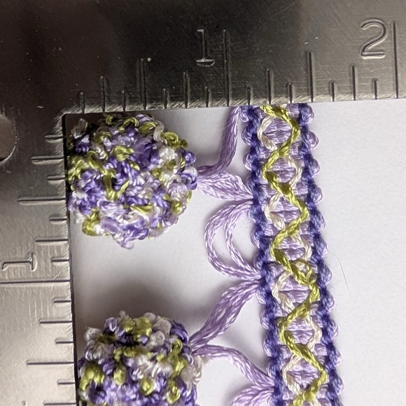 Interior Designer pom pom sewing trim 4.75 yards green & purple color combo - Picture 3 of 5